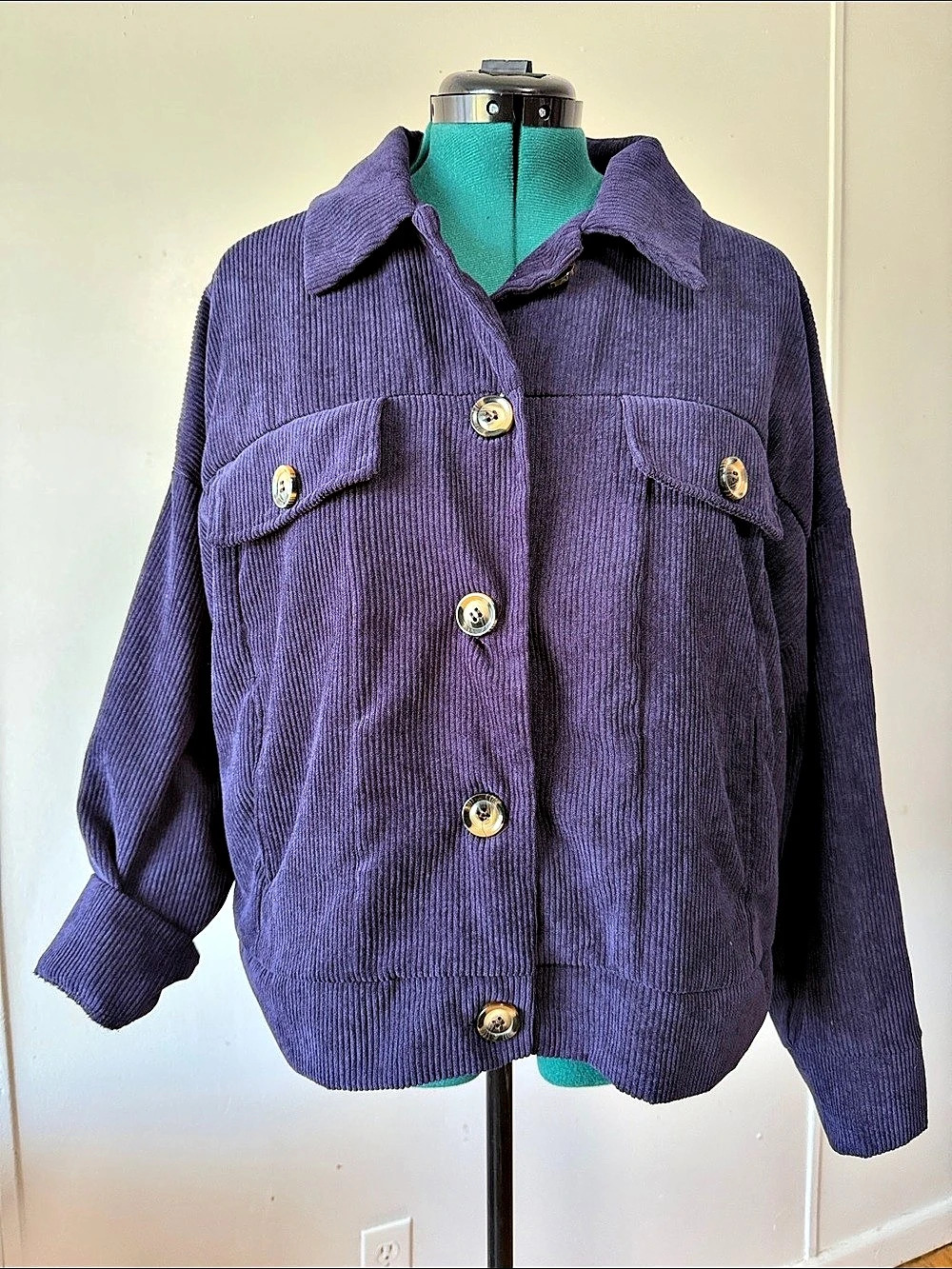 LuLaRoe Corduroy Utility Jacket in Eggplant Purple XL Like New